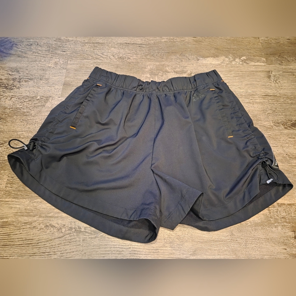 Adidas women's adjustable side length shorts size XL black with pockets